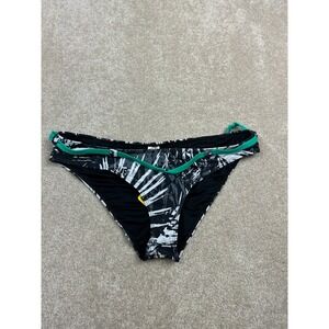 Fabletics Swimwear Women's‎ M Black White Green Allison Cheeky Bottom UPF 50+